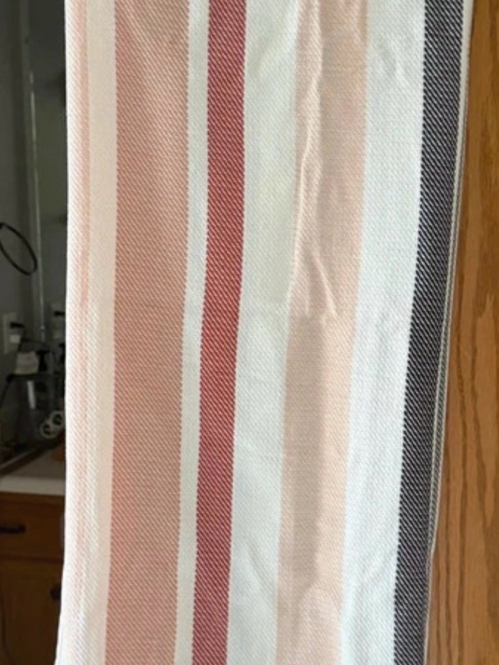 Striped Cotton Curtain Panel in Blush, Rose & Black - Slowtide